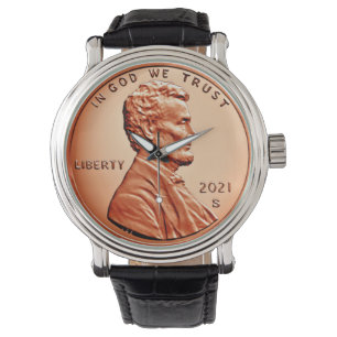 Copper Abraham Lincoln penny, one cent 2021 Watch