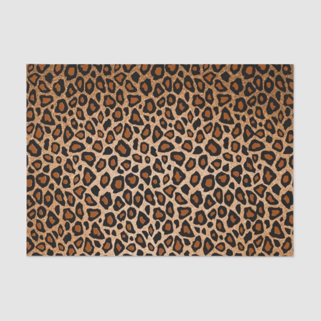 Copper and Black Leopard Animal Print Tissue Paper (Front)