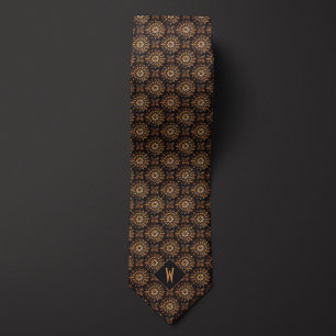 Copper and Black Mandala Monogram Tie