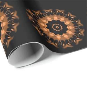 Copper and Black Mandala Pattern 4 Wrapping Paper