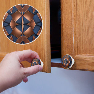 Copper and Blue Pattern Ceramic Knob