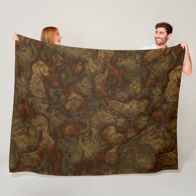 Copper and Bronze Stone Abstract Fleece Blanket (In Situ)