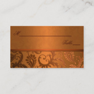 Copper and Brown Damask Place Cards