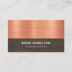 Copper and Dark Wood Effect Business Card