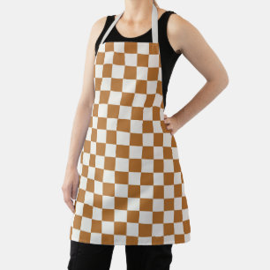 Copper and eggshell checkerboard pattern apron