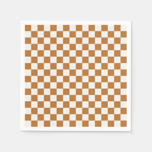 Copper and eggshell checkerboard pattern napkin