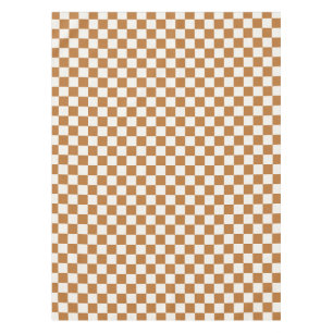 Copper and eggshell chequerboard pattern tablecloth