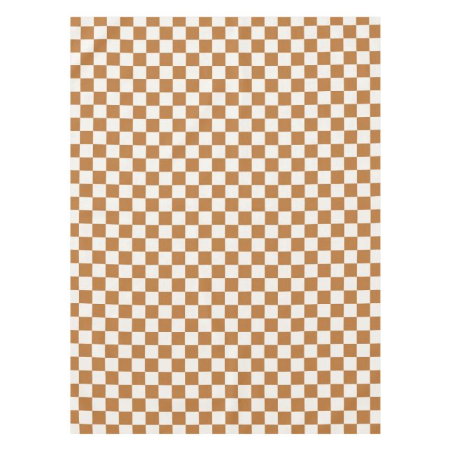 Copper and eggshell chequerboard pattern tablecloth (Front)