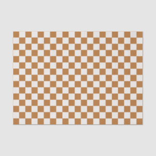 Copper and eggshell chequerboard pattern tissue paper