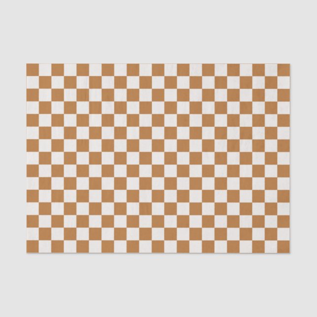 Copper and eggshell chequerboard pattern tissue paper (Front)