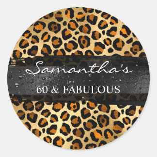 Copper and Gold Foil Leopard 60 & Fabulous Classic Round Sticker
