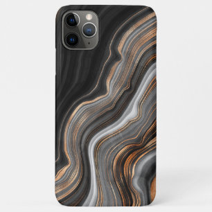 Copper and Gold Veins on Black Marble Texture iPhone 11 Pro Max Case