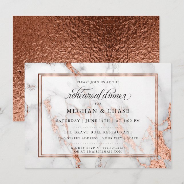 Copper and Marble Wedding Bold Elegance Invitation (Front/Back)