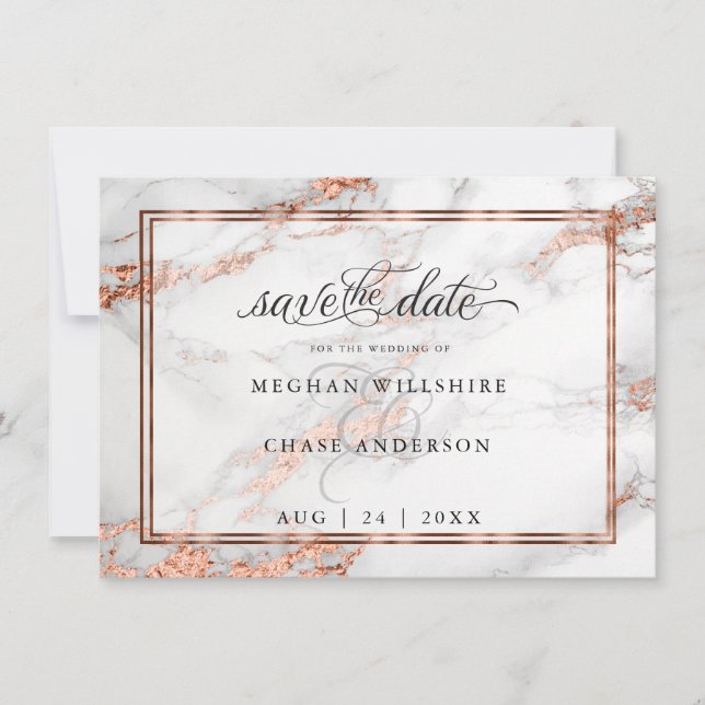 Copper and Marble Wedding Bold Elegance Save The Date (Front)