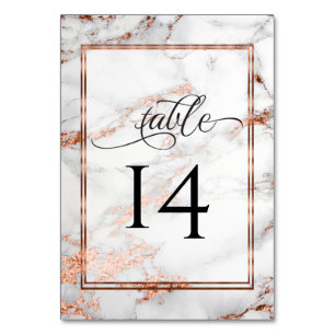 Copper and  Marble Wedding Bold Elegance Table Number