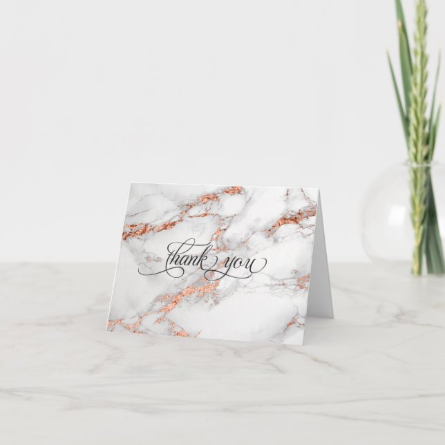Copper and  Marble Wedding Bold Elegance Thank You Card (Front)