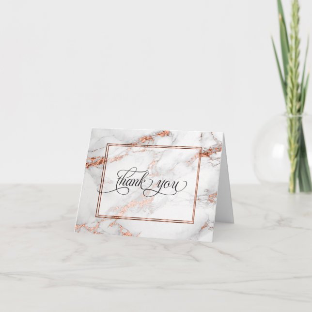 Copper and  Marble Wedding Bold Elegance Thank You Card (Front)