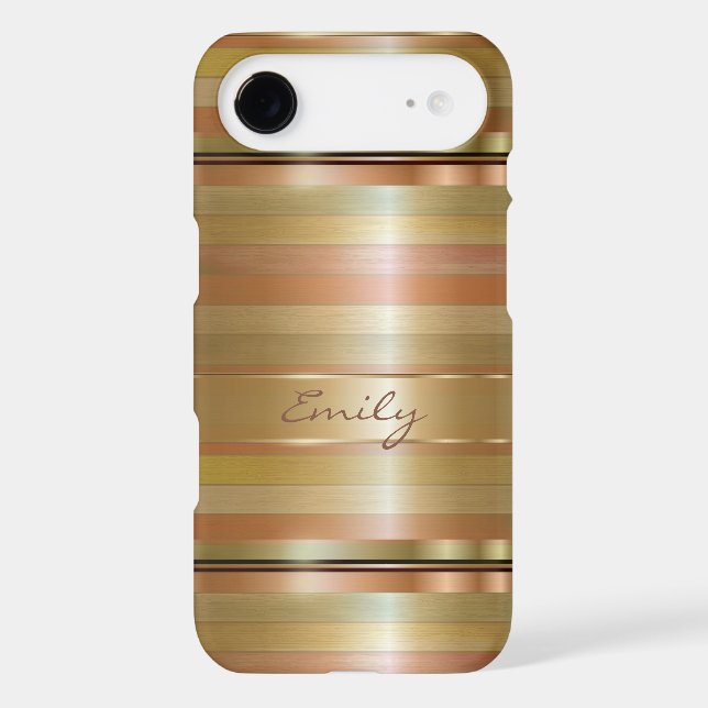 Copper And Metallic Gold Stripes Case-Mate iPhone Case (Back)