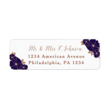 Copper and midnight blue floral modern wedding