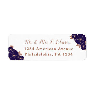 Copper and midnight blue floral modern wedding
