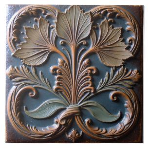 Copper and Patina Foliage Tile