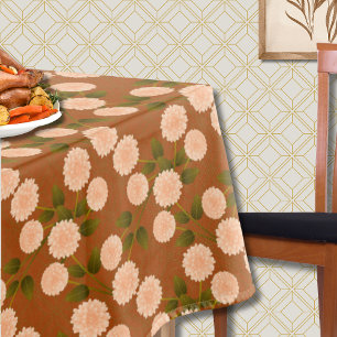 Copper and Peach Dahlia Gold Art Deco Tablecloth