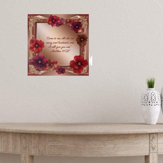 Copper and Red Floral Frame Customisable  Poster (Creator Uploaded)