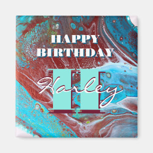 Copper and Teal Acrylic Flow Art Magnet