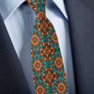 Copper and Turquois Pattern Tie
