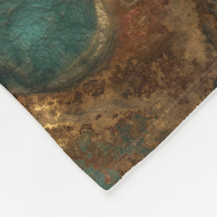 Copper and Turquoise Stone Abstract Fleece Blanket
