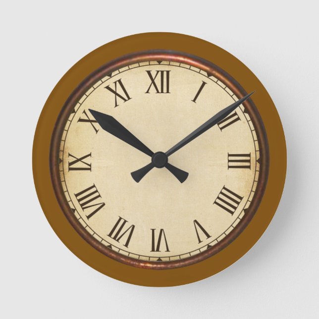 Copper and Vintage Face Wall Clock (Front)