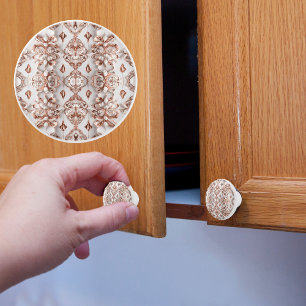 Copper and White Satin Pattern Ceramic Knob