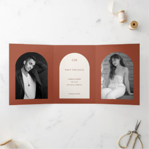 Copper Arch Photo Wedding Save the Date Tri-Fold Announcement