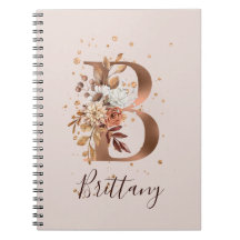 Copper Autumn Floral Letter B Fall Flowers