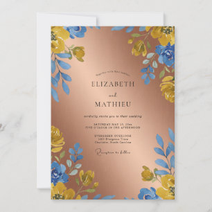 Copper Azure Bloom Wedding Invitation