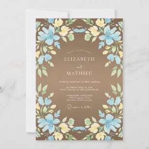 Copper Azure Wreath Wedding Invitation
