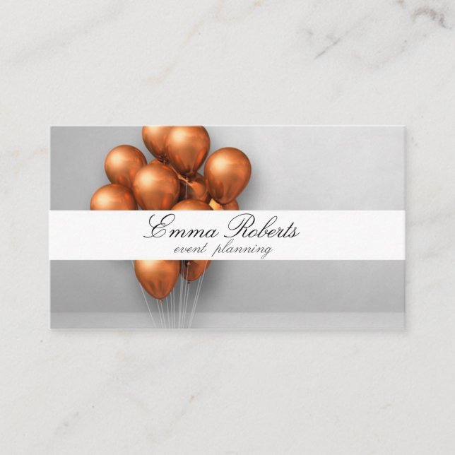 Copper Balloons Bunch Modern Business card (Front)