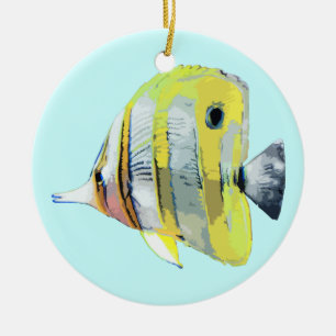 Copper Banded Butterfly Fish Ceramic Tree Decoration