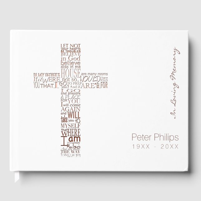 Copper Bible Verses from John 14 Memory Guest Book (Front)