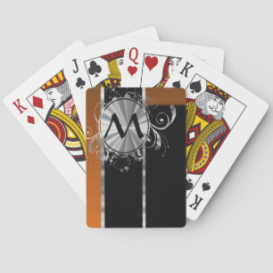 Copper black and silver monogram playing cards
