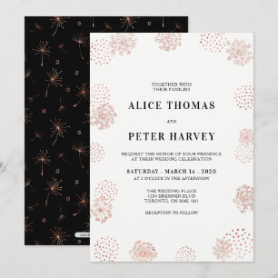 Copper & Black Chic Modern Wedding Ceremony Invitation
