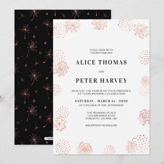 Copper & Black | Chic Modern Wedding Ceremony Invitation (Front/Back)