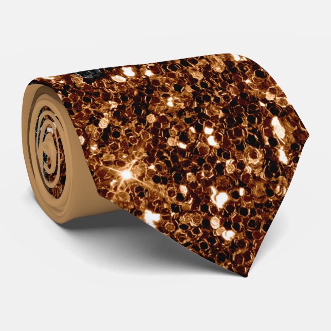 Copper & Black Glitter Necktie (Rolled)