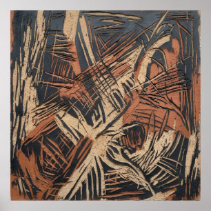 Copper Black Linear Abstract Poster