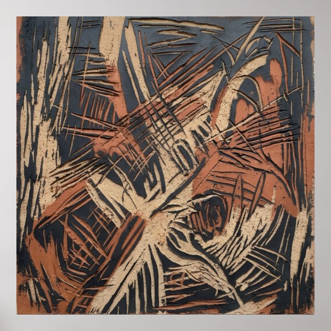 Copper Black Linear Abstract Poster (Front)