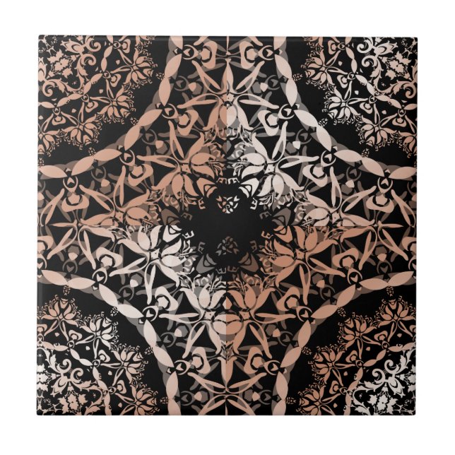 Copper Black  Mandala Pattern Tile (Front)