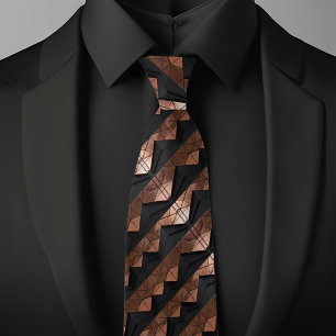 Copper Black Mountain Range Pattern Necktie