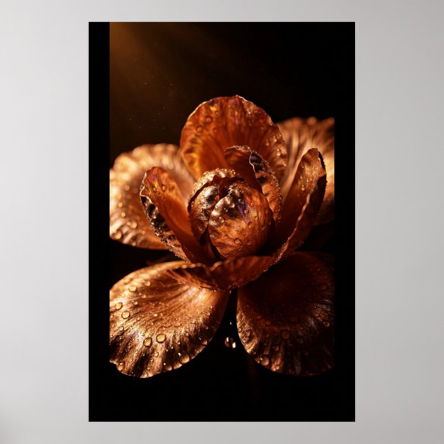Copper Bloom — Copper Sphere, Golden Petals Poster (Front)