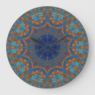 Copper Blue Design Large Clock