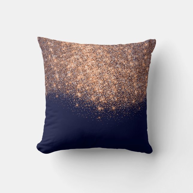 Copper Blue Navy Rose Glitter Makeup Artist Beauty Cushion (Front)